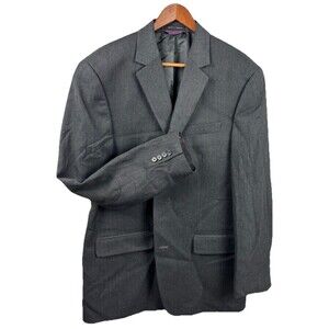 IZOD 42L Black Gray Herringbone Tweed Mens Blazer Sport Coat Jacket Elbow Patch